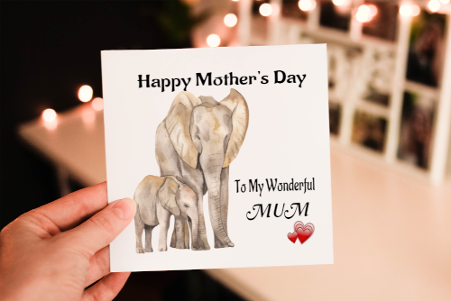 Wonderful Mum Mother's Day Card, Card for Mum, Elephant Mothers